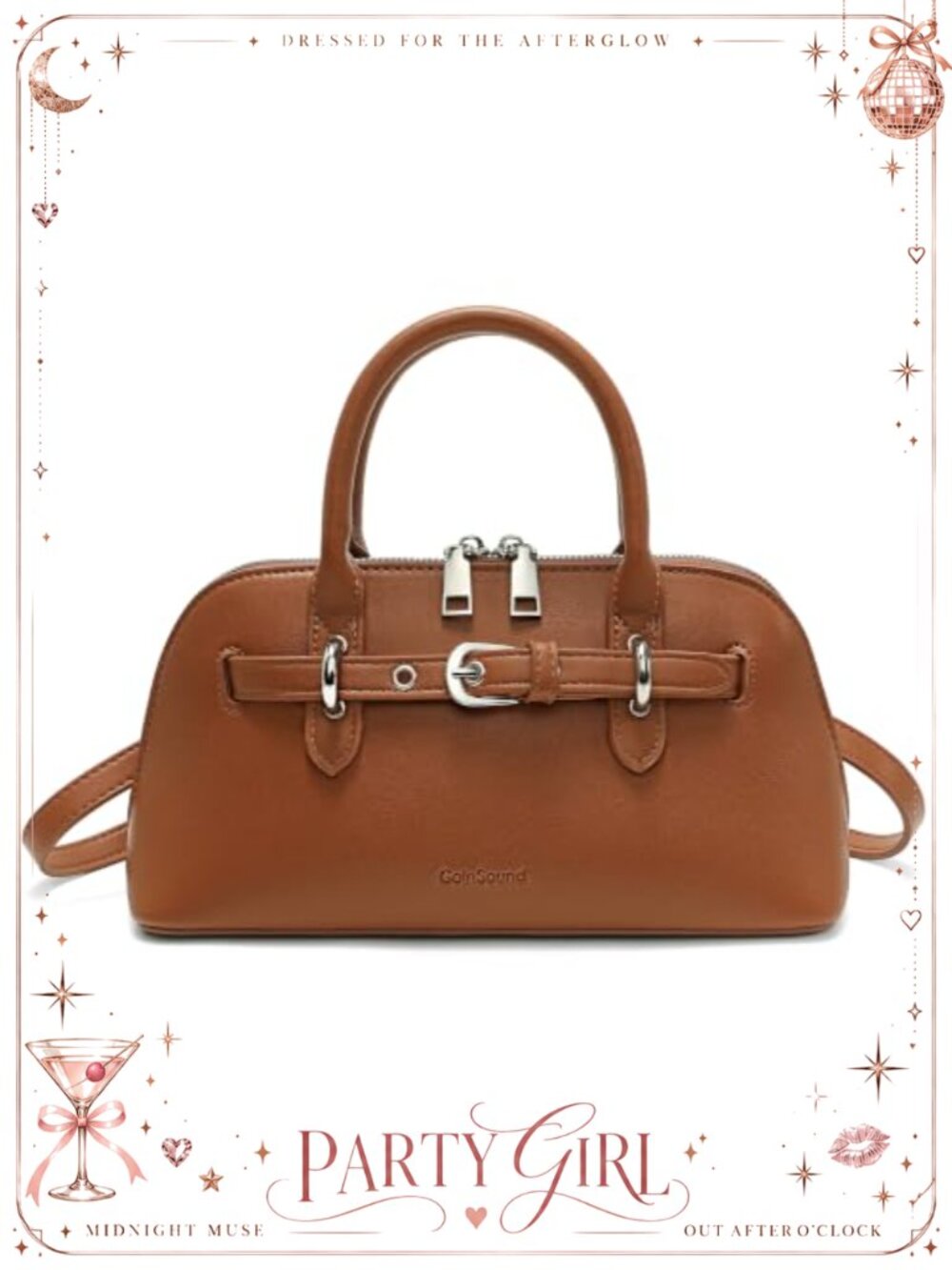 Genuine Leather Mini Satchel Handbag Detachable Crossbody Strap
